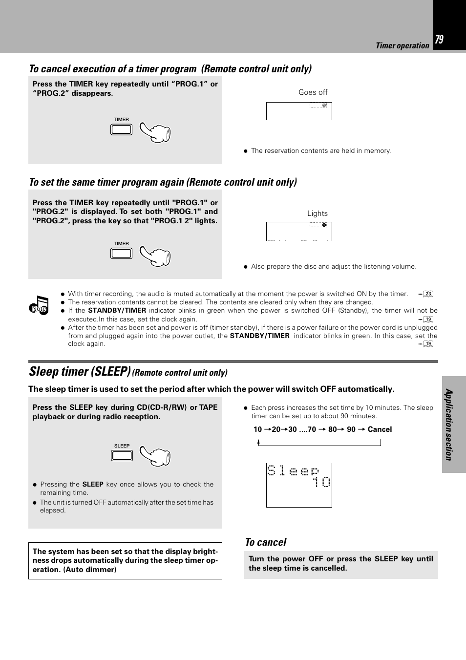 Sleep timer (sleep), F m p 0 1, Remote control unit only) | Sony HM-982RW User Manual | Page 79 / 88