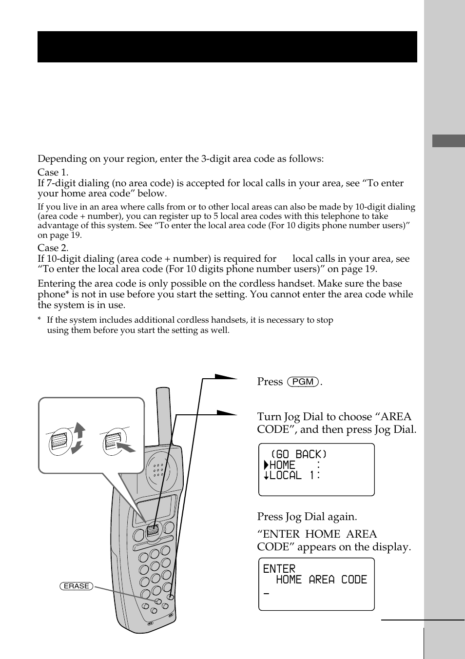 Entering the area code, Step 5: entering the area code, Step 5 | Getting started | Sony PP-A2780 User Manual | Page 17 / 100