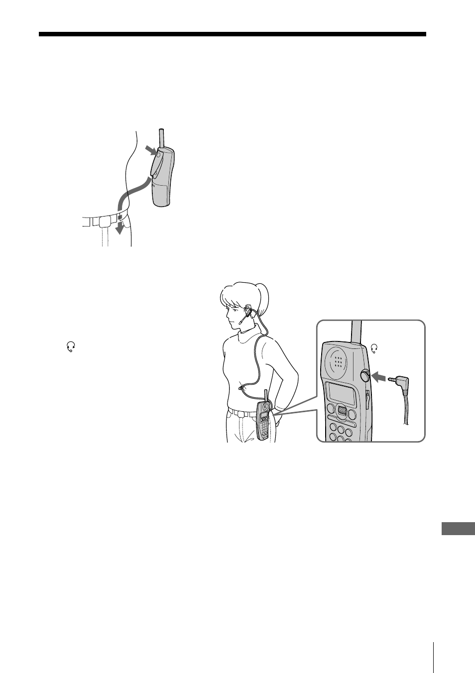 Carrying the cordless handset by the belt clip | Sony PP-A2780 User Manual | Page 87 / 100