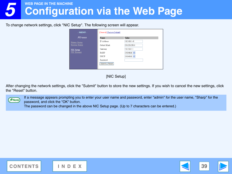 Configuration via the web page | Sony FO-2080 User Manual | Page 39 / 41