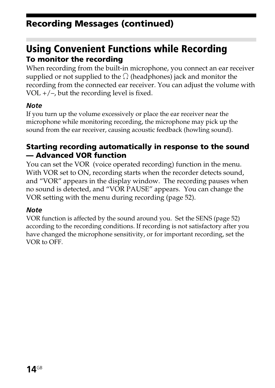 Using convenient functions while recording, Recording messages (continued) | Sony ICD-ST20 User Manual | Page 14 / 68