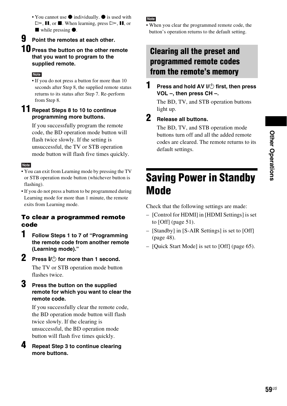 Saving power in standby mode | Sony BDV-IZ1000W User Manual | Page 59 / 88