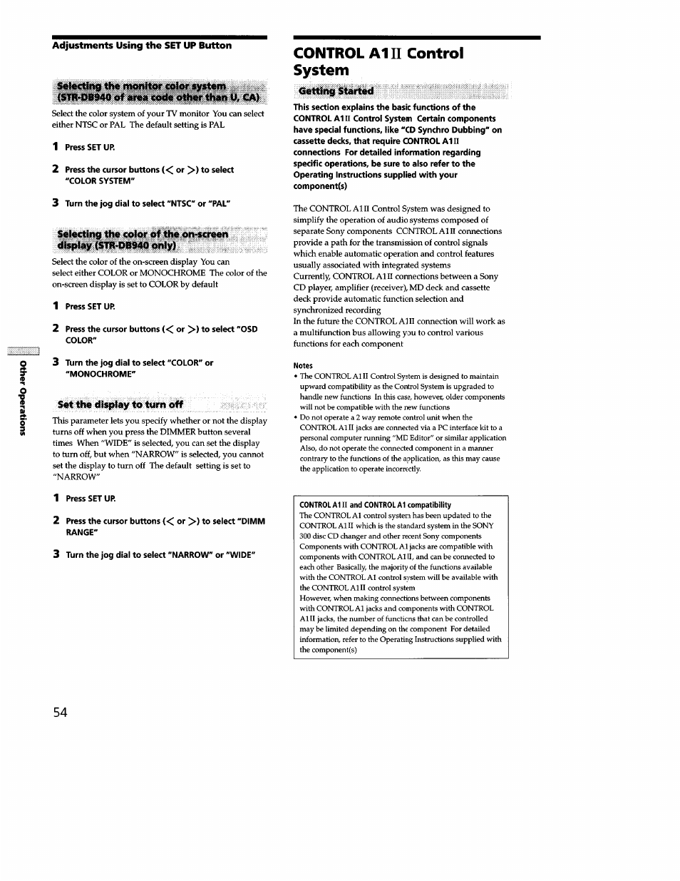 Control a1ii control system | Sony STR-DB940 User Manual | Page 54 / 93
