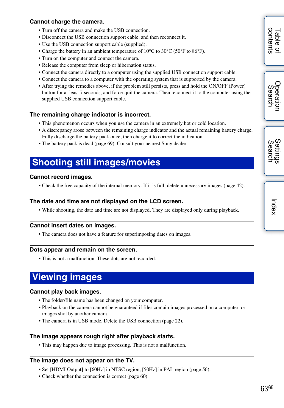Shooting still images/movies viewing images | Sony bloggie MHS-TS20К User Manual | Page 63 / 73