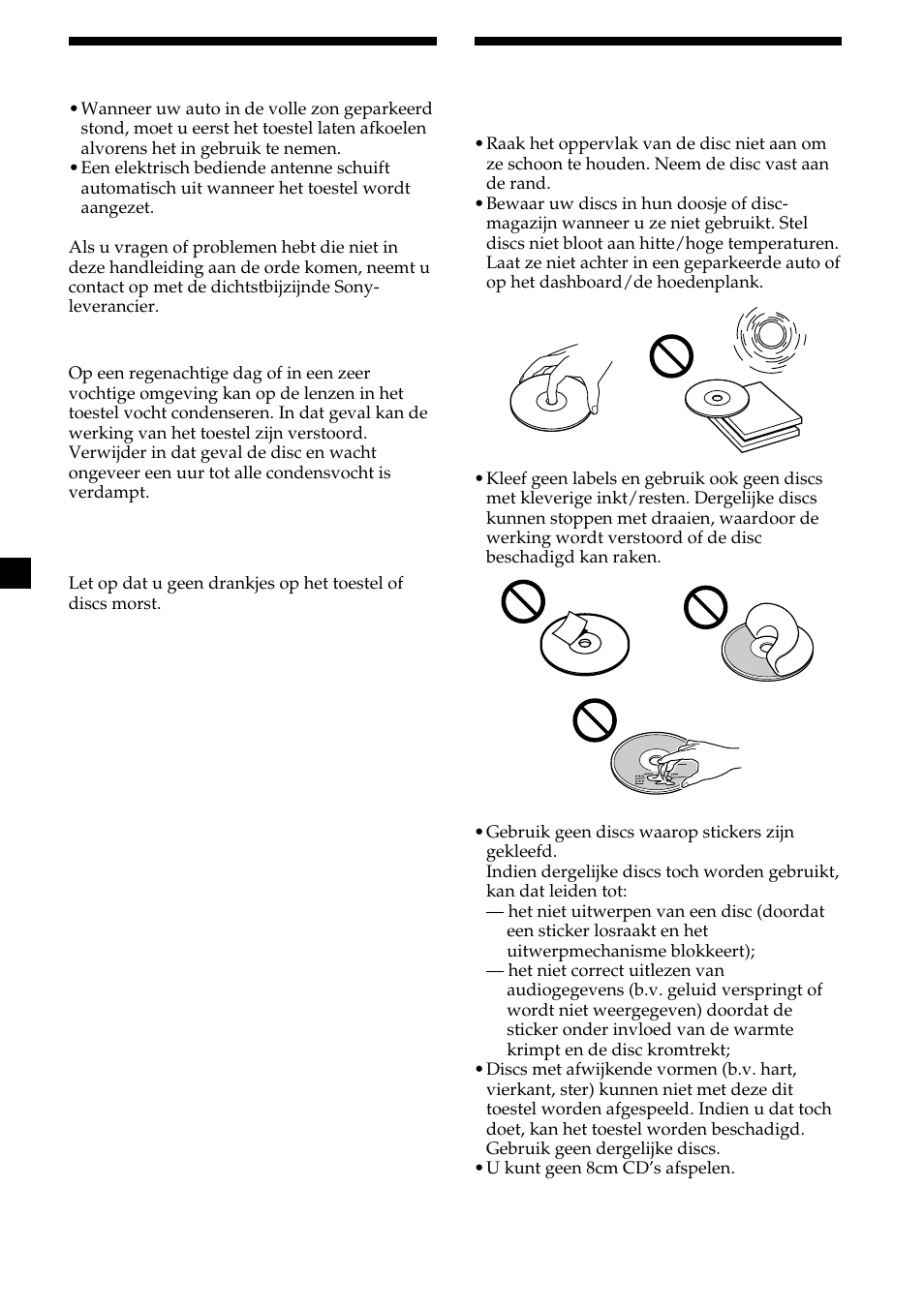 6voorzorgsmaatregelen, Opmerkingen betreffende compact discs | Sony CDX-CA600 User Manual | Page 110 / 132