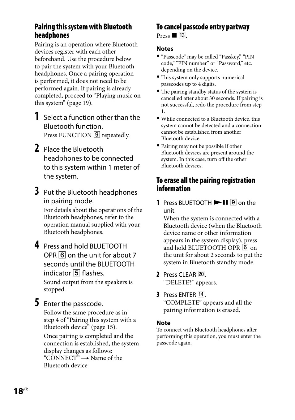 Pairing this system with bluetooth headphones | Sony CMTBX5BT User Manual | Page 18 / 36