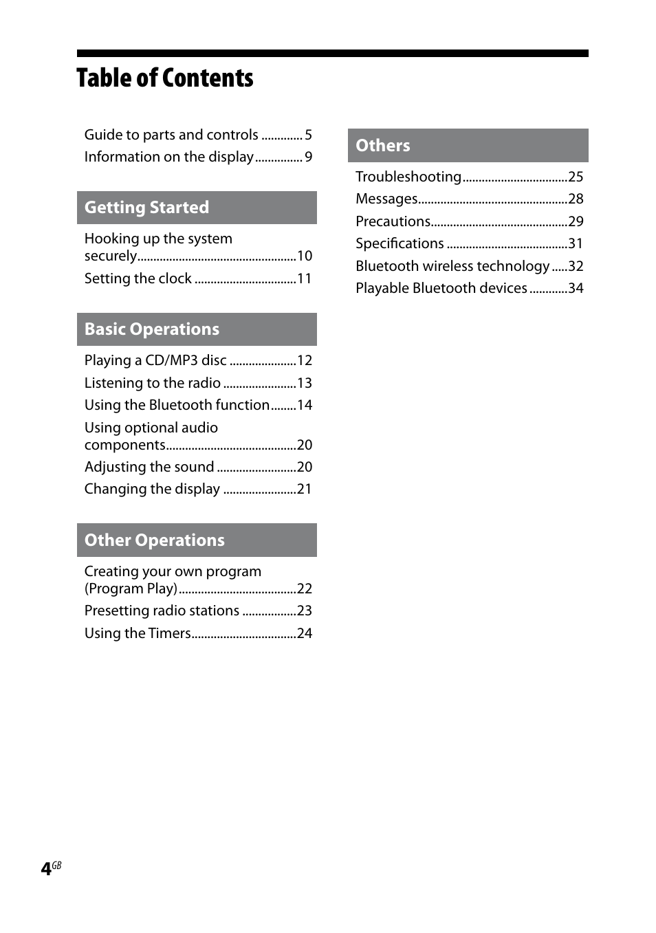 Sony CMTBX5BT User Manual | Page 4 / 36