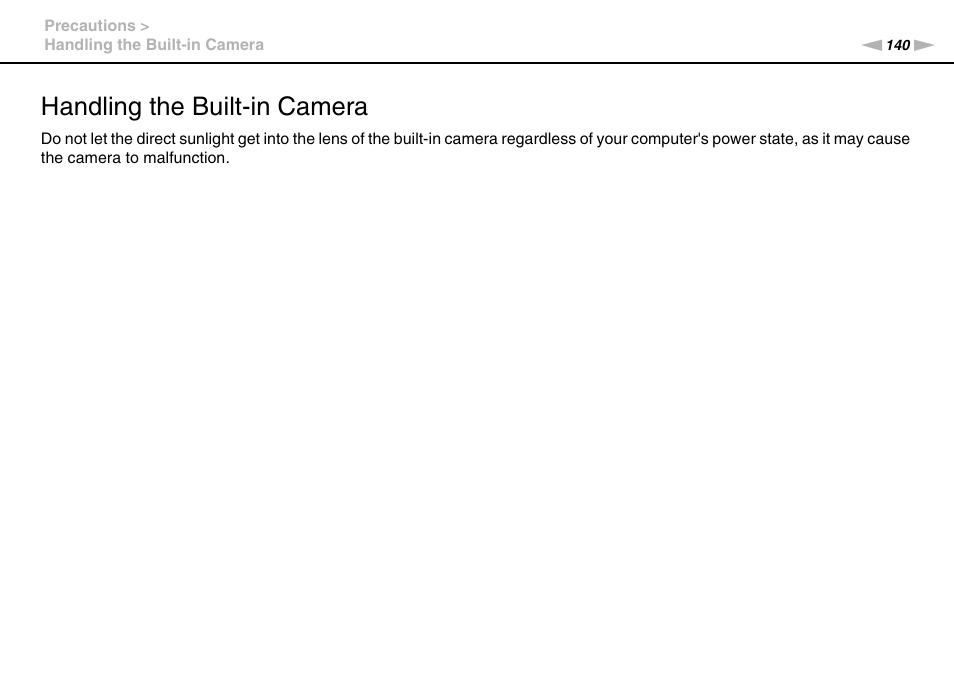 Handling the built-in camera | Sony VPCL2 User Manual | Page 140 / 190