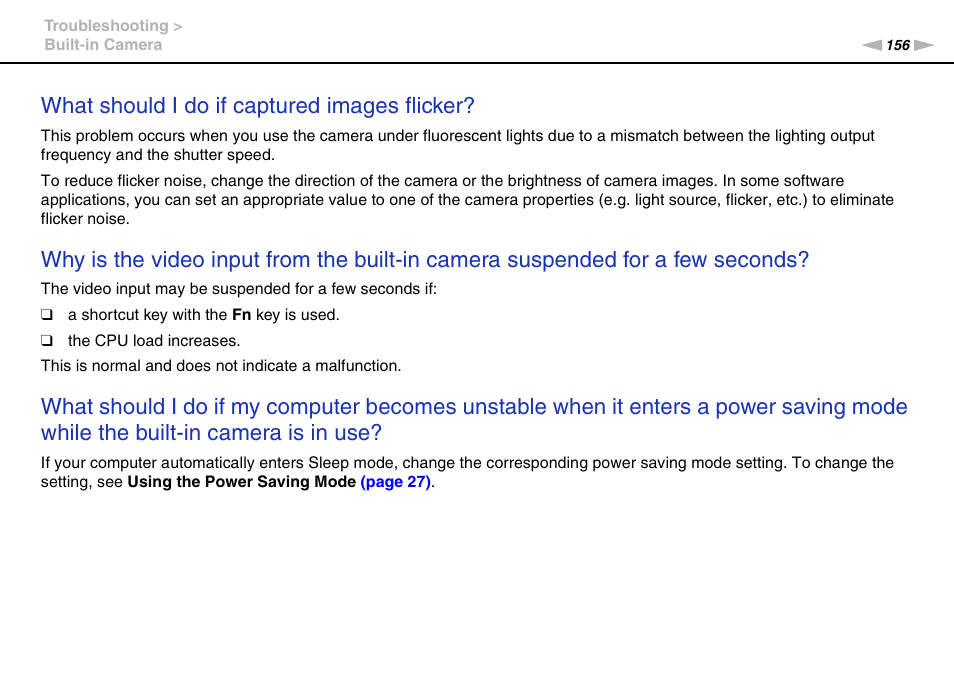 What should i do if captured images flicker | Sony VPCL2 User Manual | Page 156 / 190