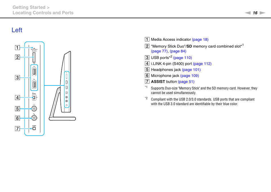 Left | Sony VPCL2 User Manual | Page 16 / 190