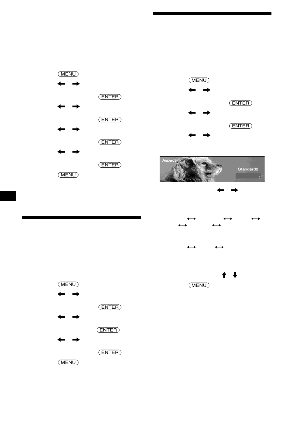 Ajuste de una imagen de panorama, Panorama, Selección de la relación de aspecto | Aspect | Sony CDX-M9905X User Manual | Page 116 / 136