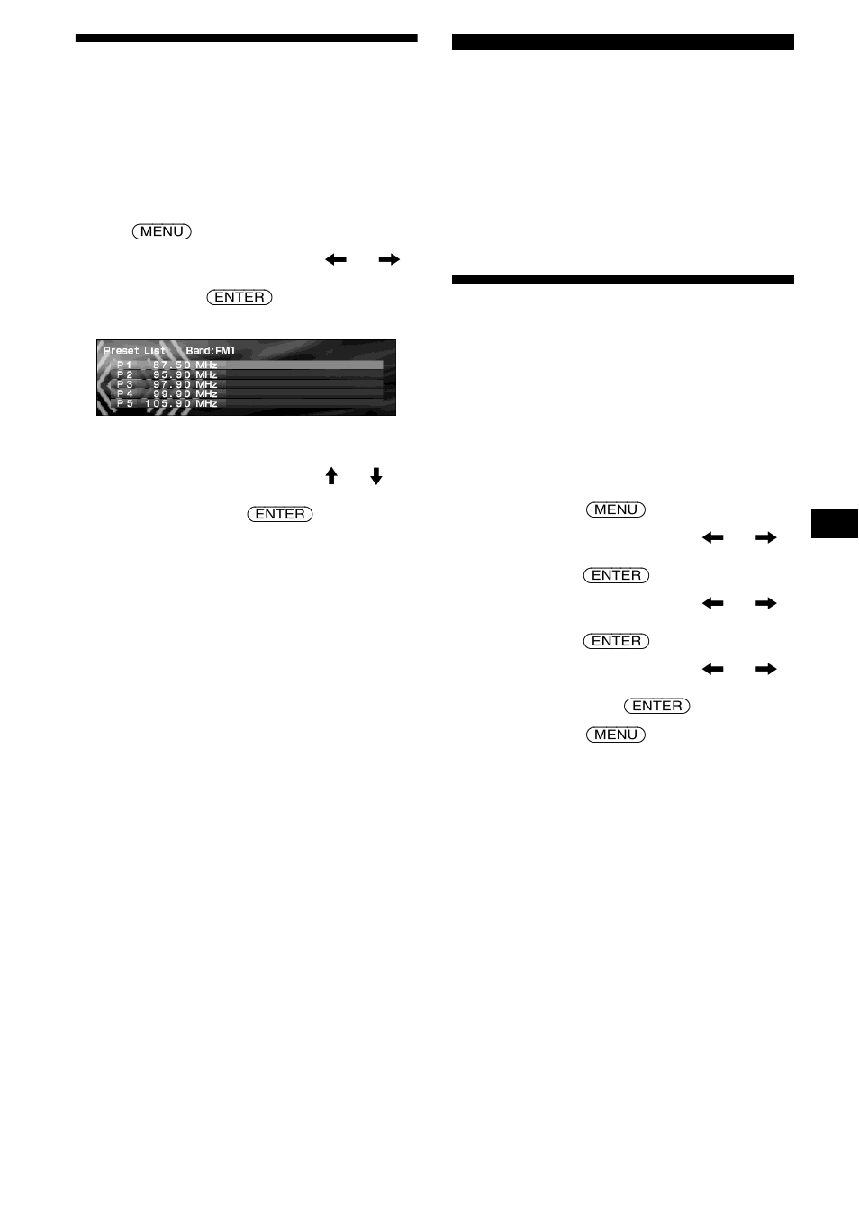Réglage d’une station à partir d’une liste, Preset list, Réglages de l’image | Sélection de la configuration d’affichage, Skin, 23 réglage d’une station à partir d’une liste | Sony CDX-M9905X User Manual | Page 67 / 136