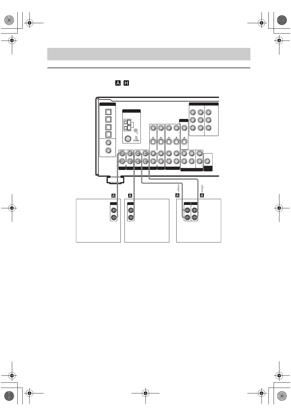 1c: connecting components with, Only analog audio jacks, Hooking up audio components | For details on the required cords ( a, H), see page 6, Al in a l out a | Sony STR-DE698 User Manual | Page 12 / 64