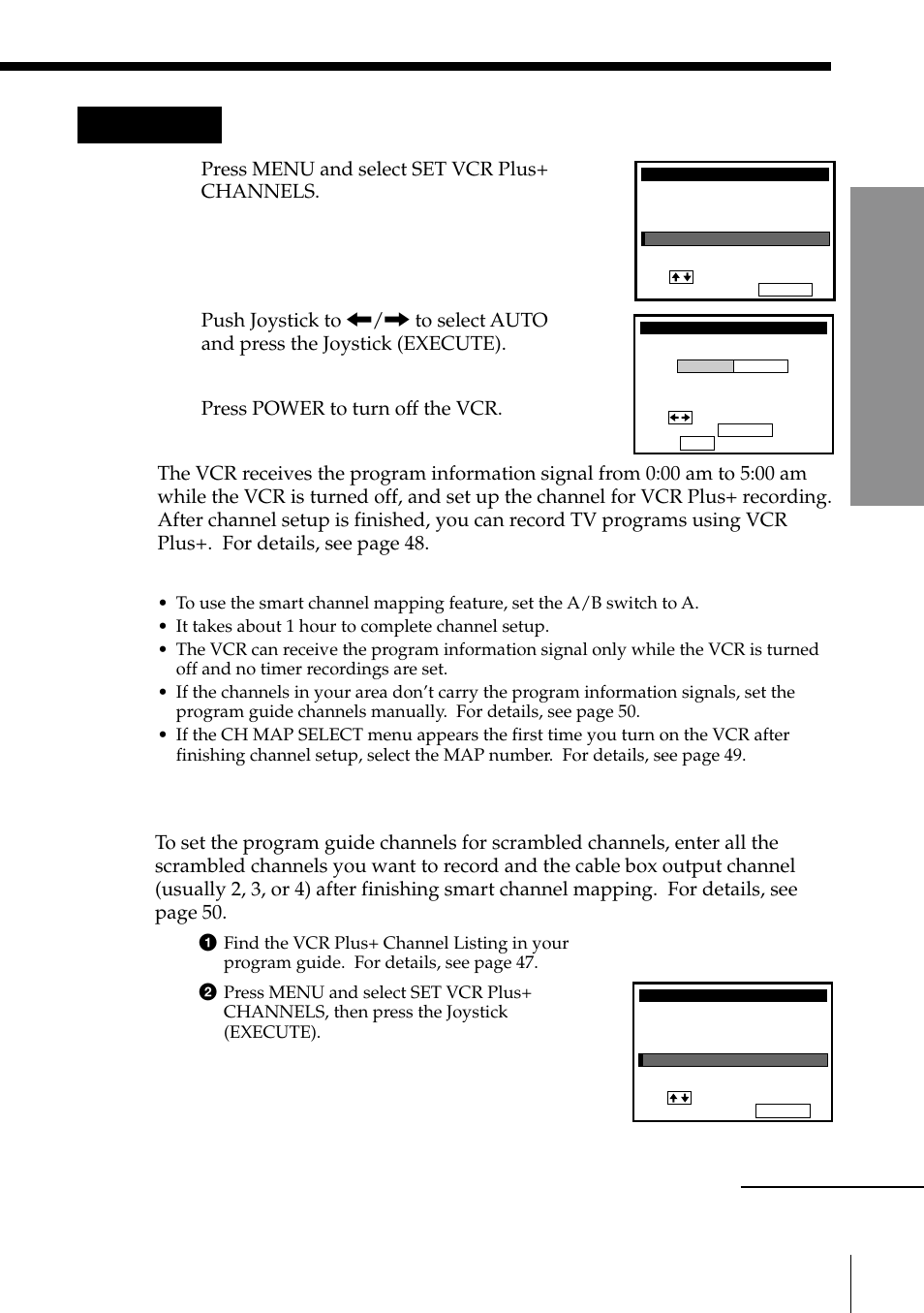 Hookup 6: vcr plus+ channel setup, Getting started, Press menu and select set vcr plus+ channels | Vcr plus+ channel setup for scrambled channels | Sony SLV-795HF User Manual | Page 29 / 88