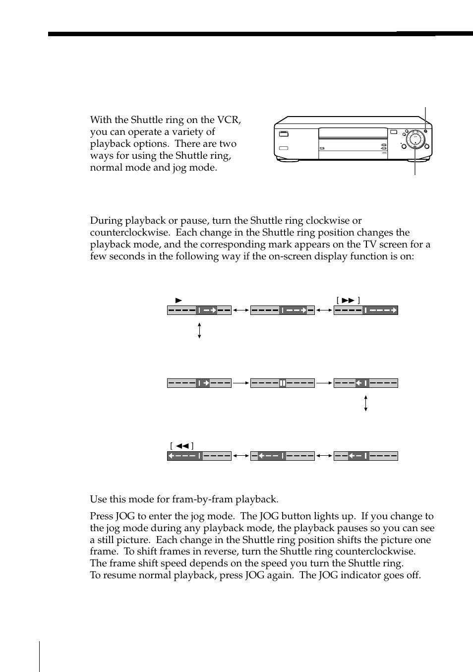 Using the shuttle ring on the vcr, 64 playing/searching at various speeds (continued) | Sony SLV-795HF User Manual | Page 64 / 88