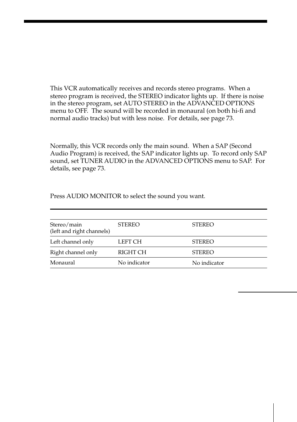 Recording stereo and bilingual programs, Recording stereo programs, Recording bilingual programs | Selecting the sound during playback | Sony SLV-795HF User Manual | Page 69 / 88