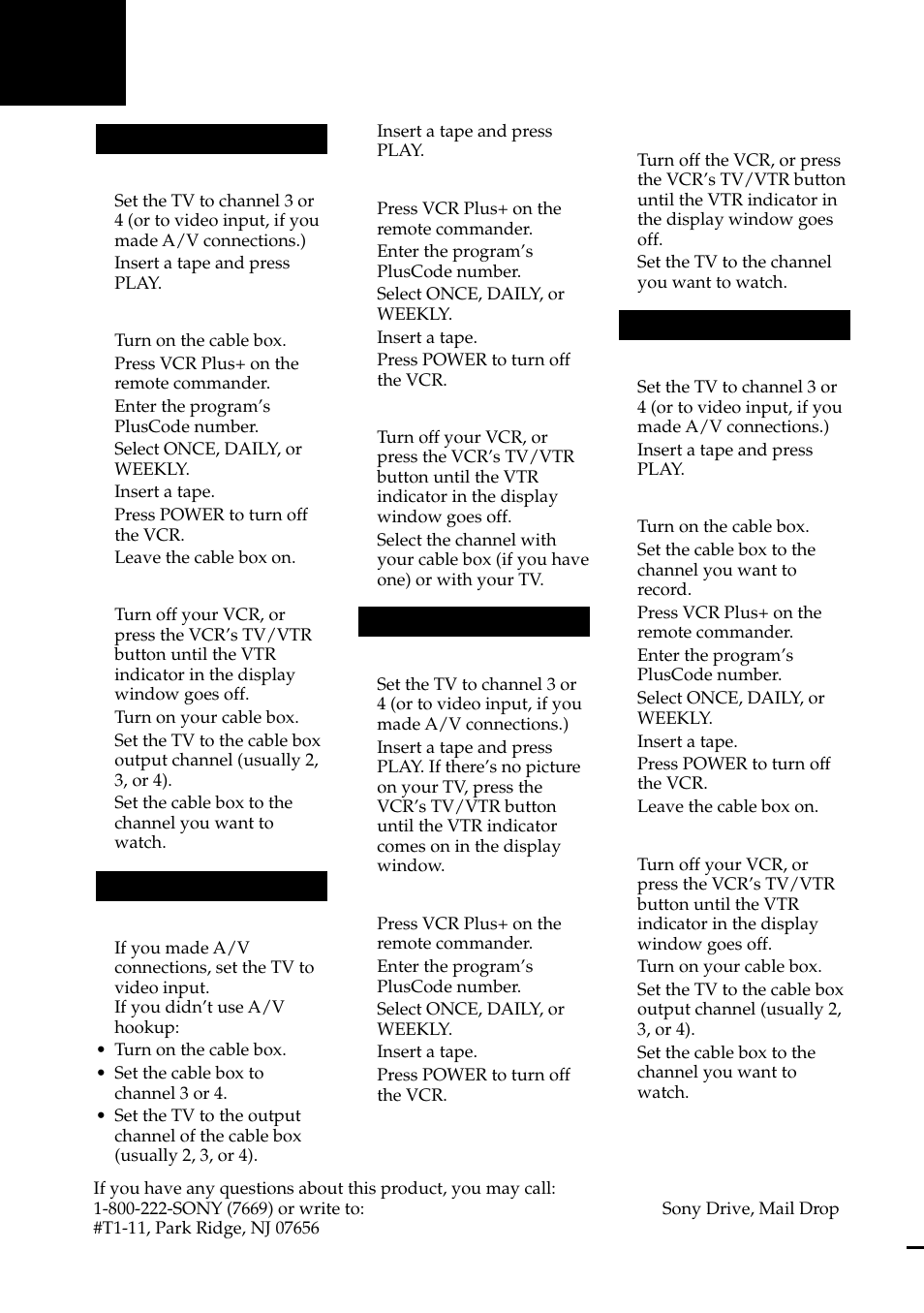 Uick reference to using the vcr, Hookup 3, Hookup 1 | Hookup 2, Hookup 4 | Sony SLV-795HF User Manual | Page 88 / 88