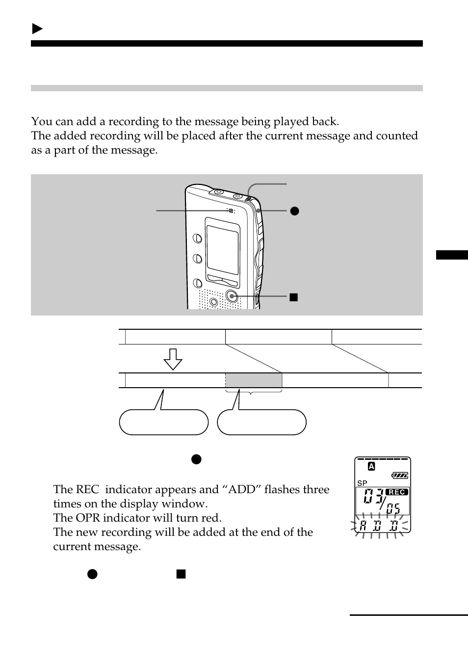 Adding a recording, Bediting messages | Sony ICD-B10 User Manual | Page 21 / 48