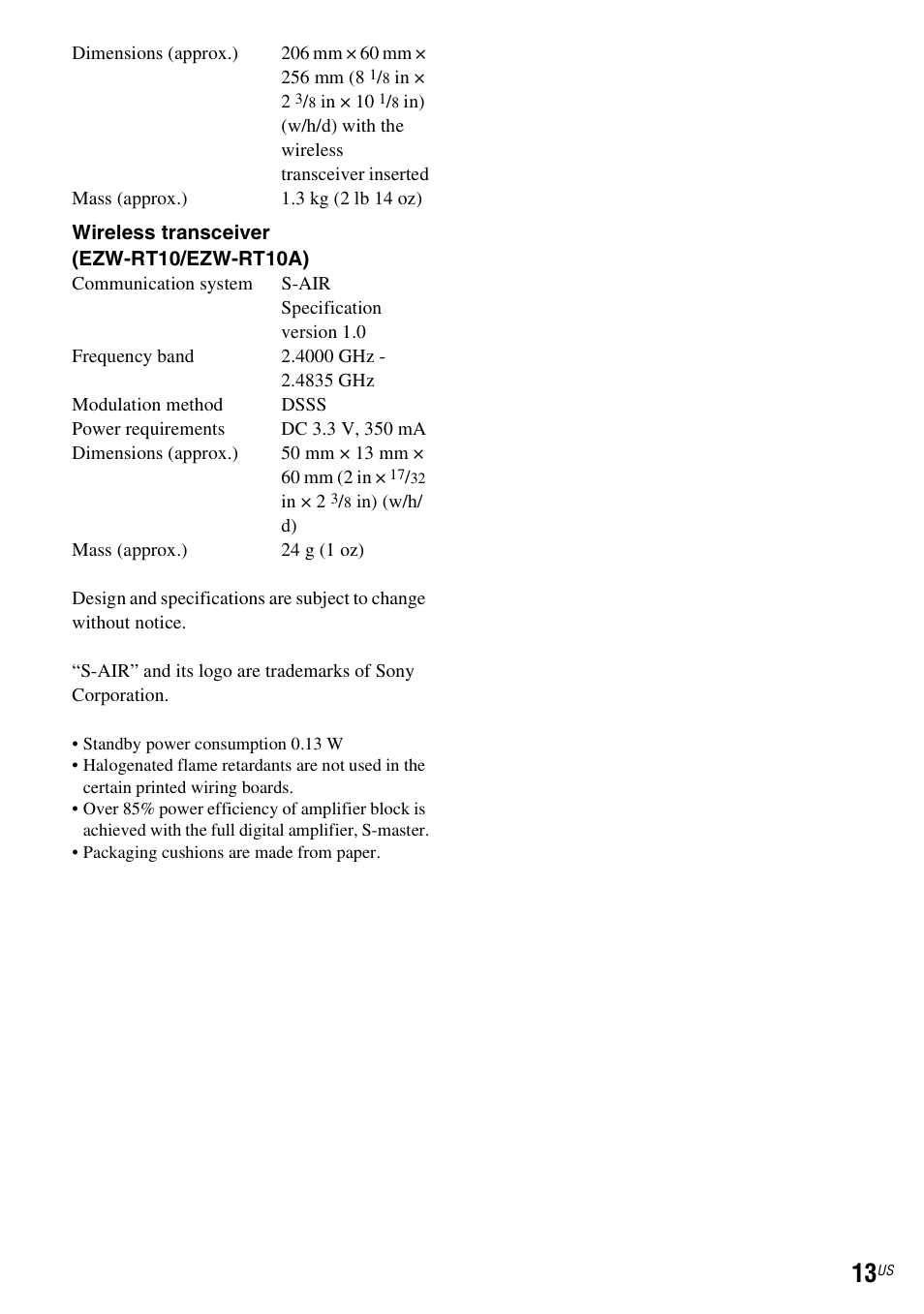 Sony WAHT-SA20 User Manual | Page 13 / 44