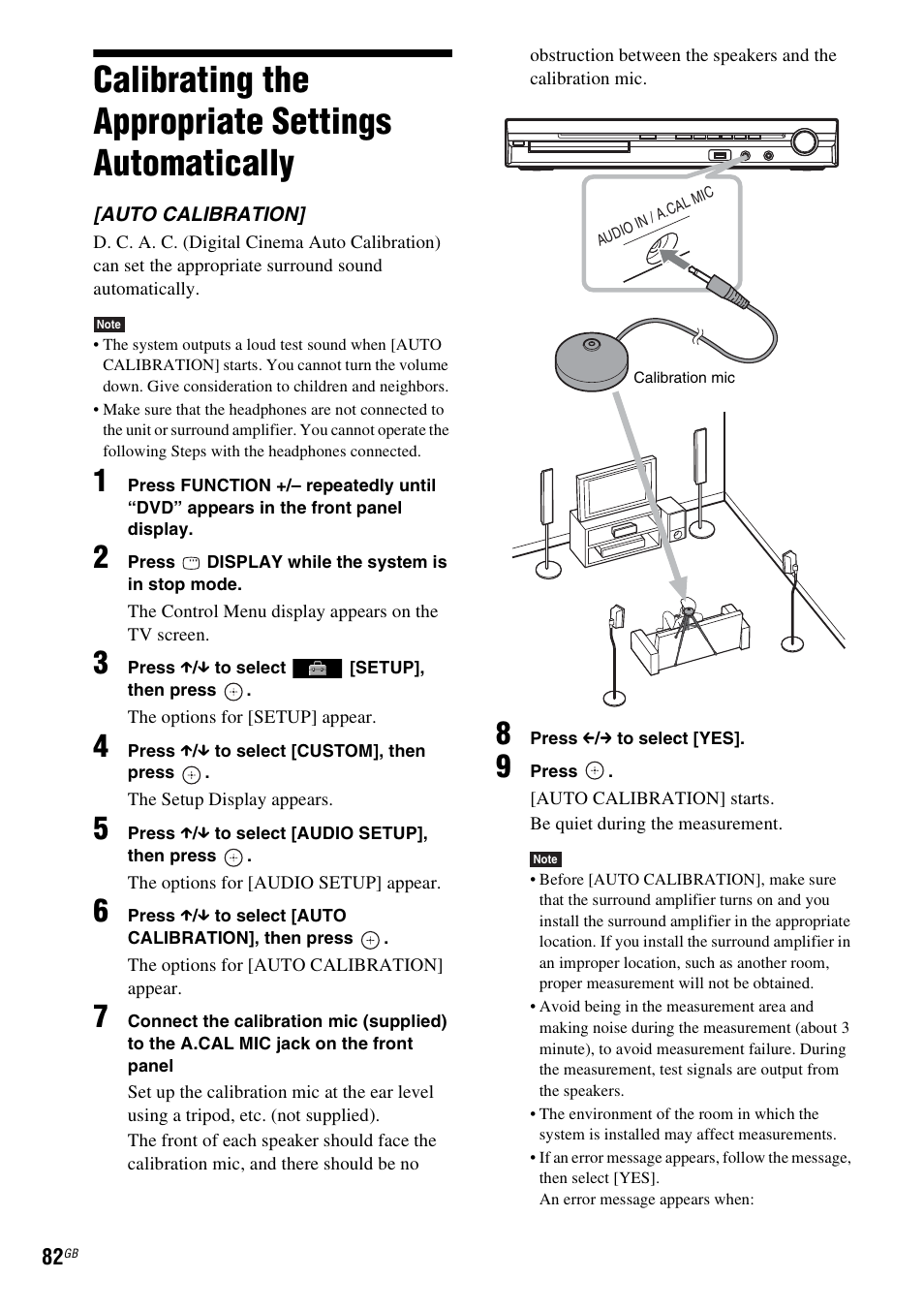 Calibrating the appropriate settings automatically, Calibrating the appropriate settings, Automatically | Sony 3-283-040-11(1) User Manual | Page 82 / 116