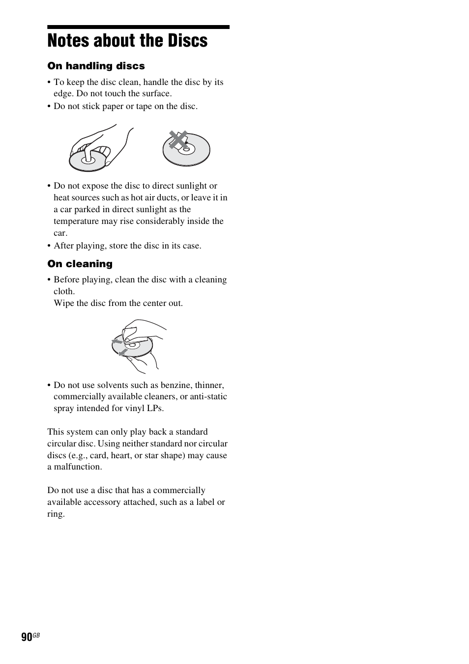 Notes about the discs | Sony 3-283-040-11(1) User Manual | Page 90 / 116