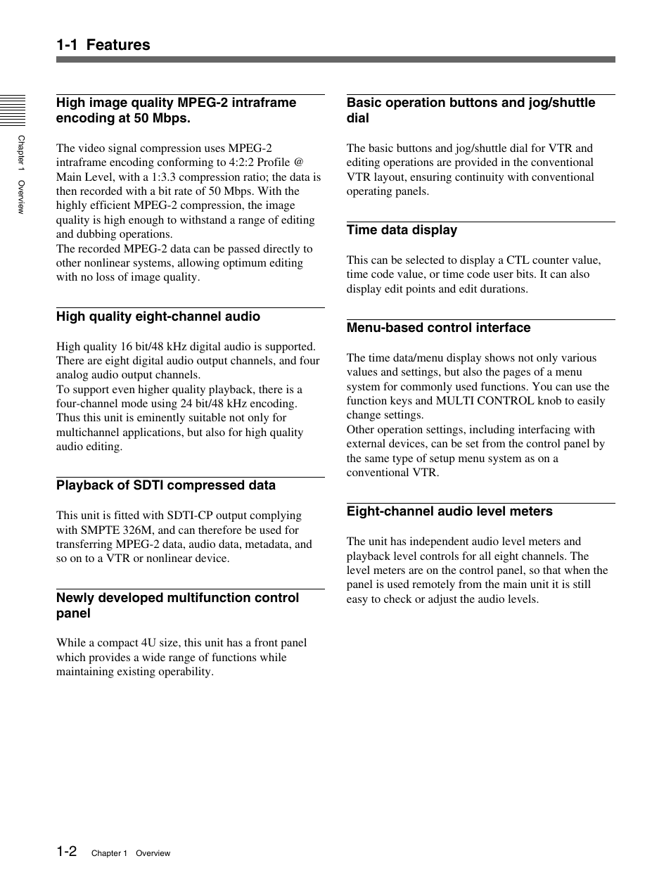 1 features | Sony MSW-M2100 User Manual | Page 6 / 106