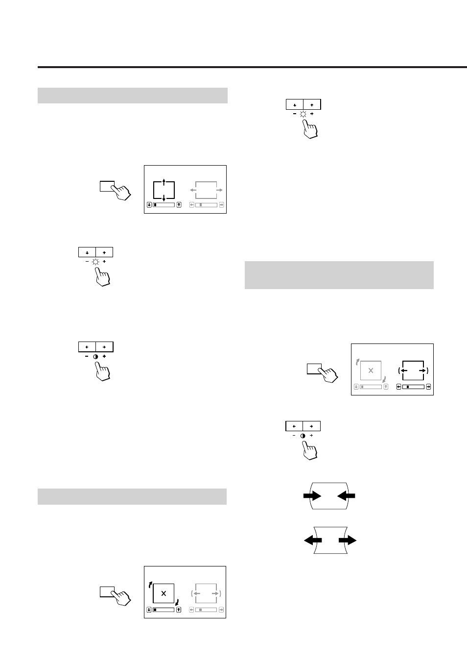 Ajustes, Ajuste de la distorsión de la imagen, Ajuste del tamaño de la imagen | Ajuste de la rotación de la imagen | Sony GDM-17SE2T User Manual | Page 32 / 40