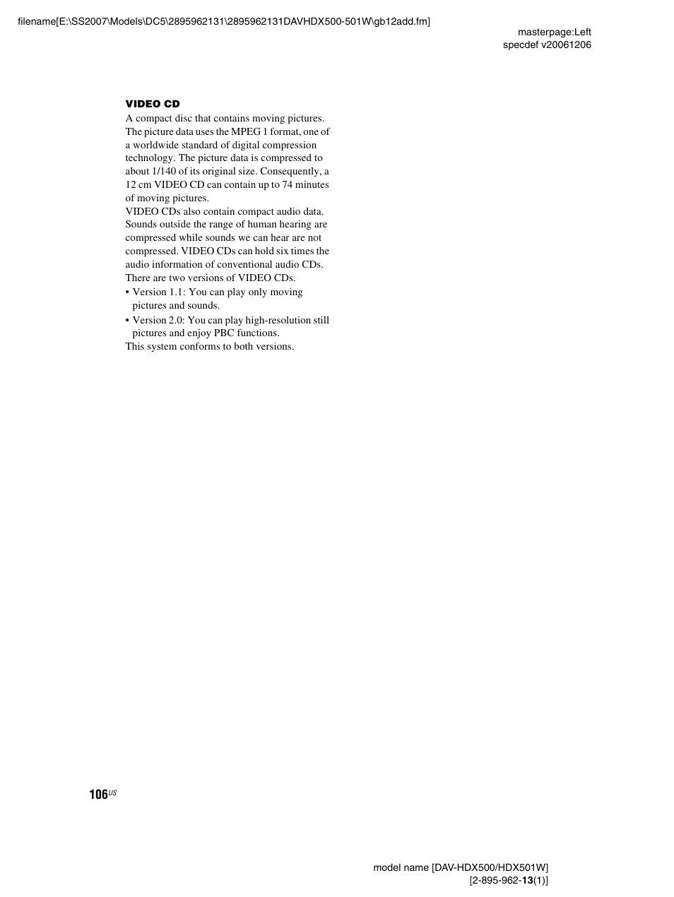 Sony DAV-HDX500 User Manual | Page 106 / 120