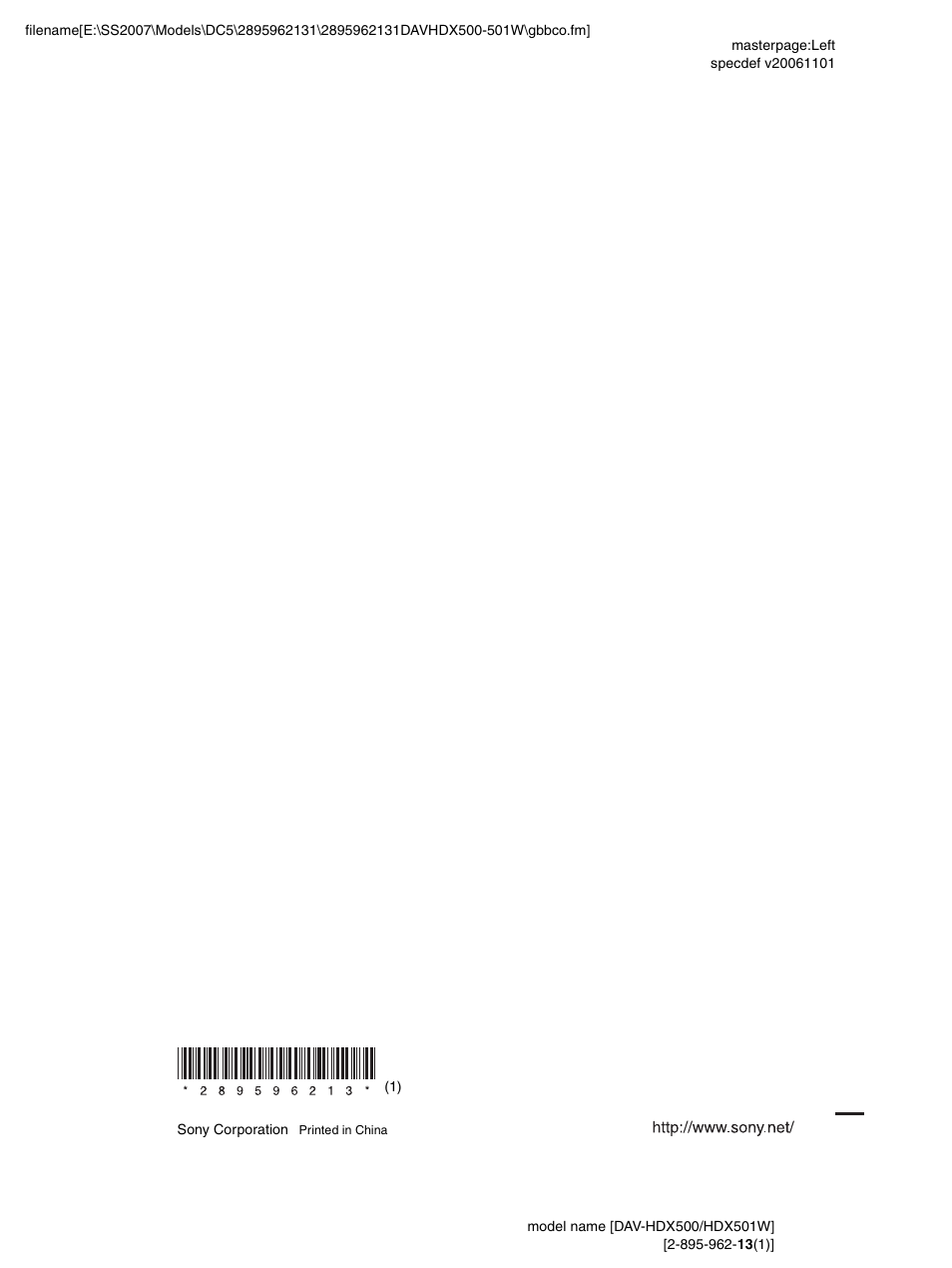 Sony DAV-HDX500 User Manual | Page 120 / 120