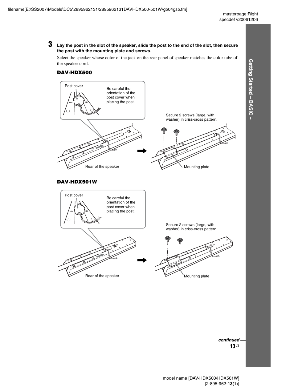 Sony DAV-HDX500 User Manual | Page 13 / 120
