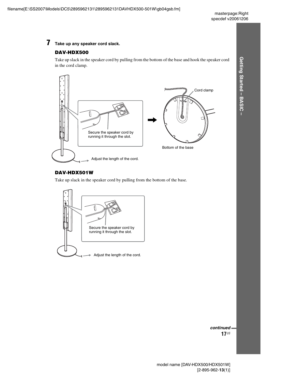 Sony DAV-HDX500 User Manual | Page 17 / 120