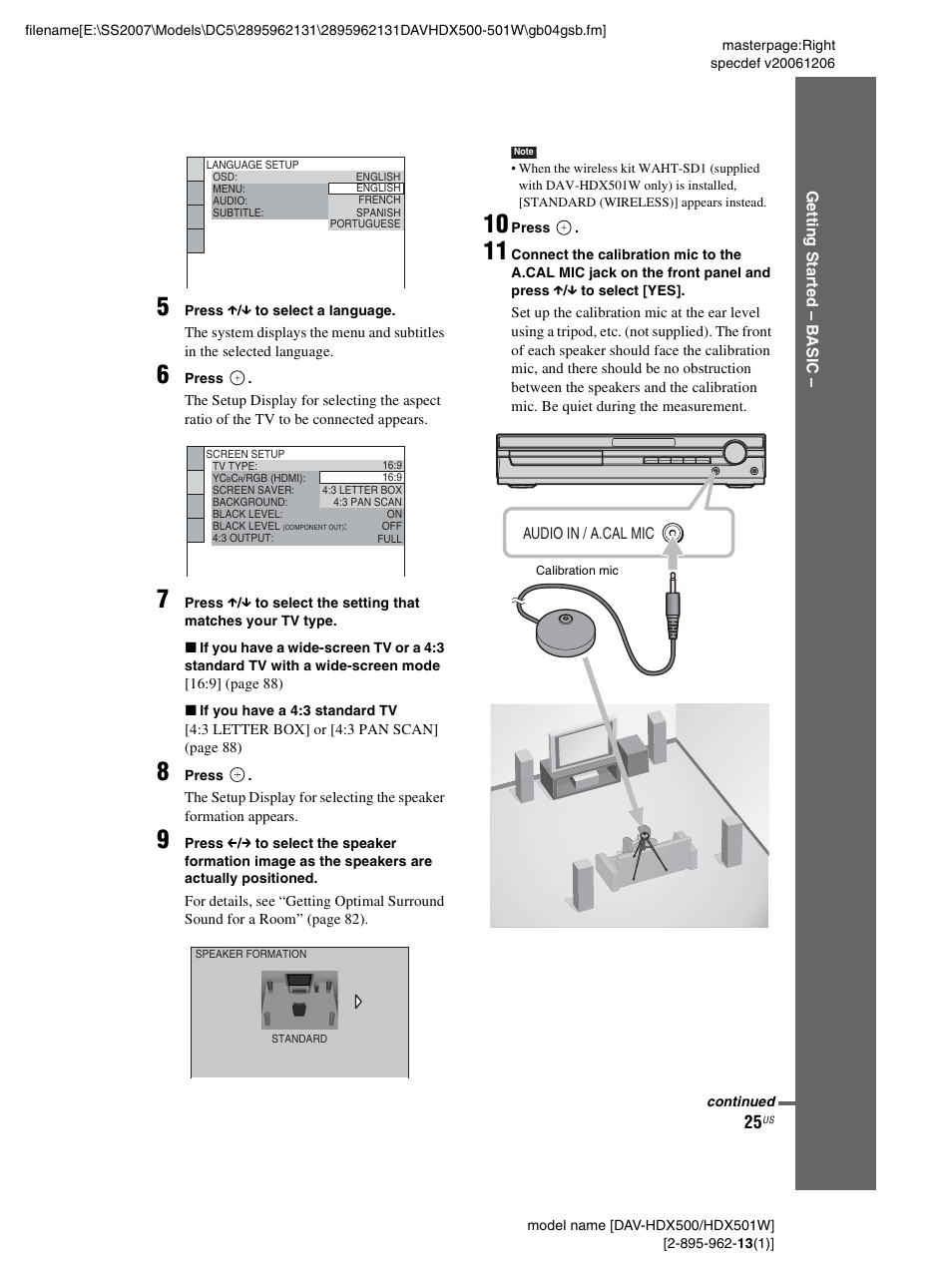 Sony DAV-HDX500 User Manual | Page 25 / 120