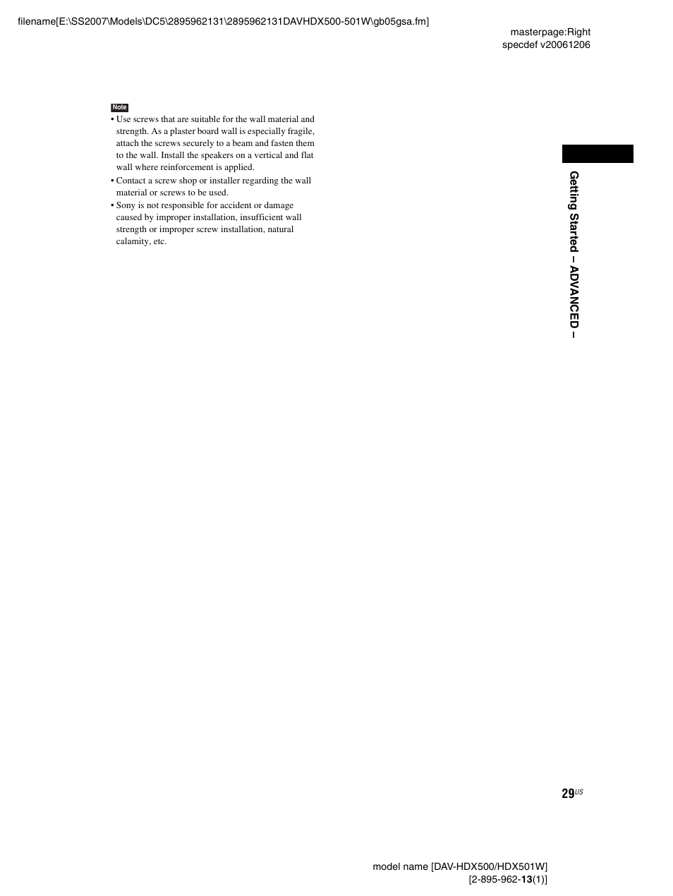 Sony DAV-HDX500 User Manual | Page 29 / 120