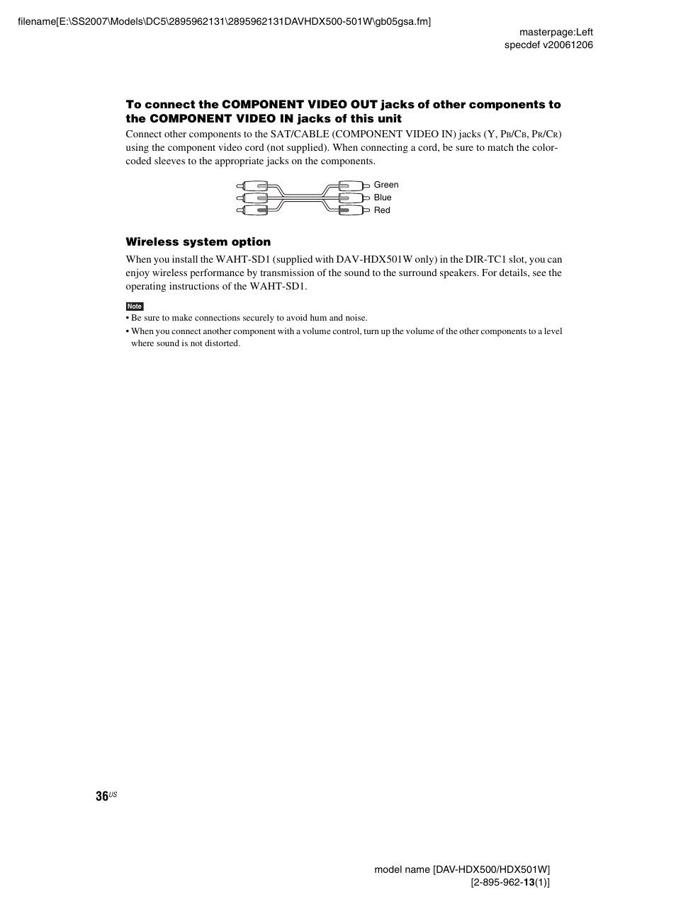 Sony DAV-HDX500 User Manual | Page 36 / 120