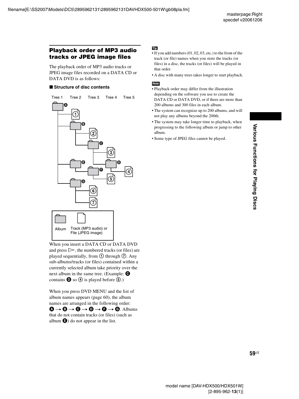 Sony DAV-HDX500 User Manual | Page 59 / 120