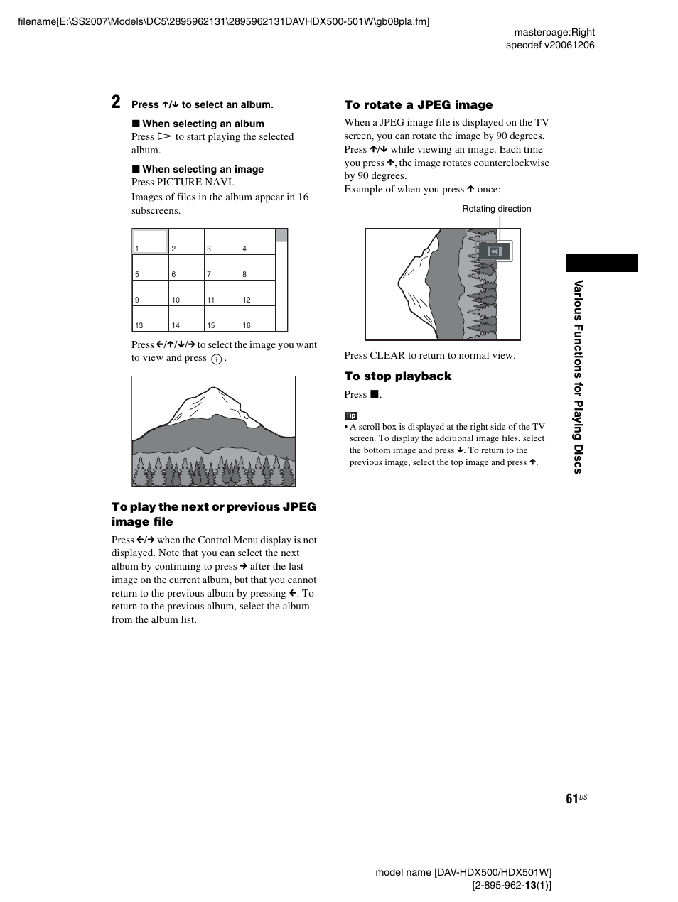 Sony DAV-HDX500 User Manual | Page 61 / 120