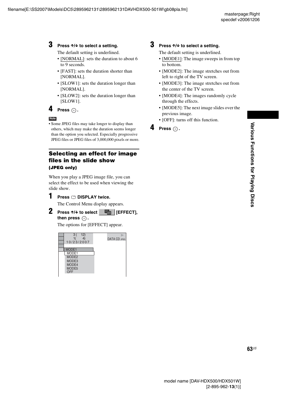 Sony DAV-HDX500 User Manual | Page 63 / 120