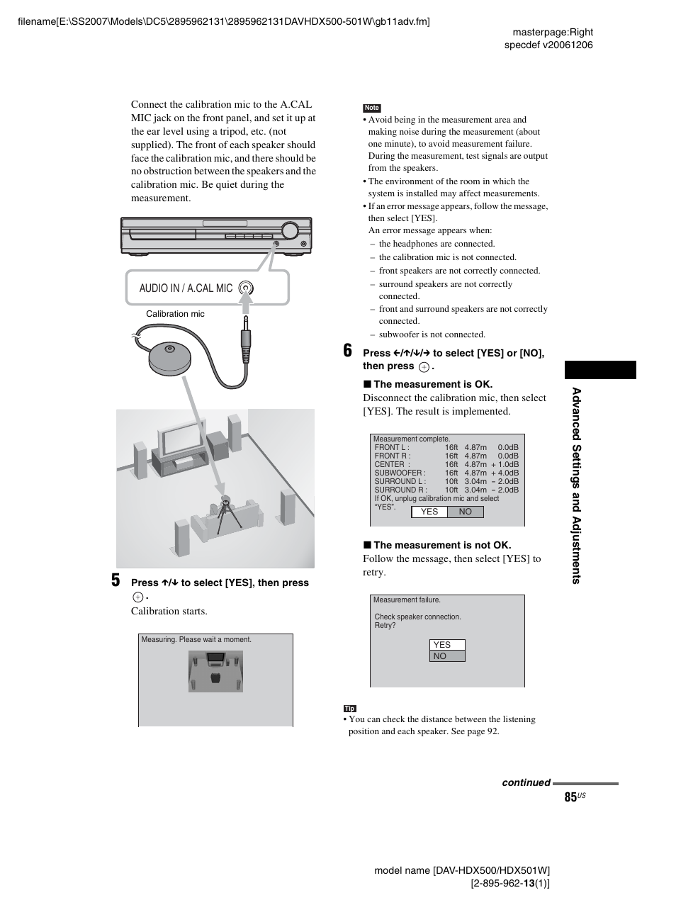 Sony DAV-HDX500 User Manual | Page 85 / 120