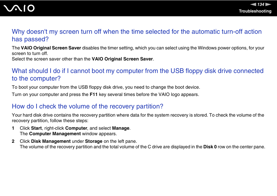 Sony VAIO VGN-FZ Series User Manual | Page 134 / 191