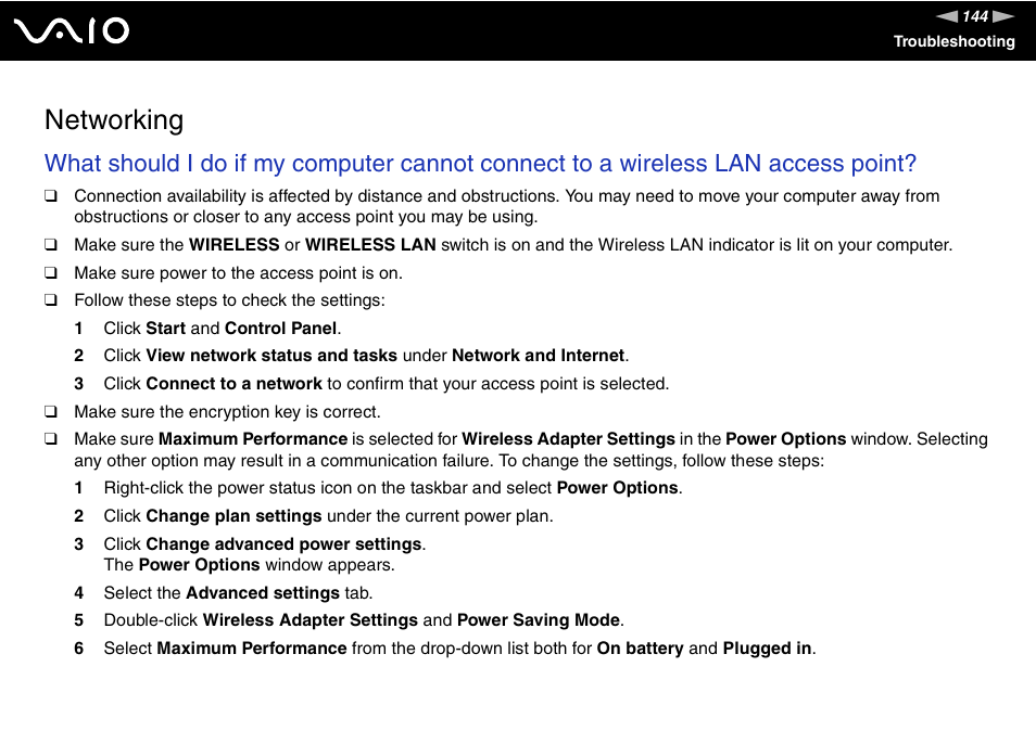 Networking | Sony VAIO VGN-FZ Series User Manual | Page 144 / 191