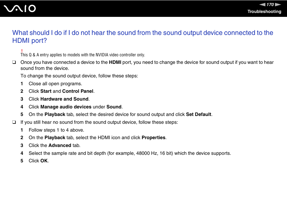 Sony VAIO VGN-FZ Series User Manual | Page 170 / 191