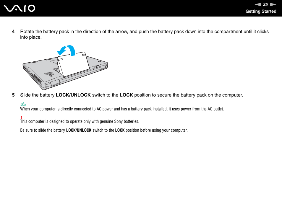Sony VAIO VGN-FZ Series User Manual | Page 25 / 191