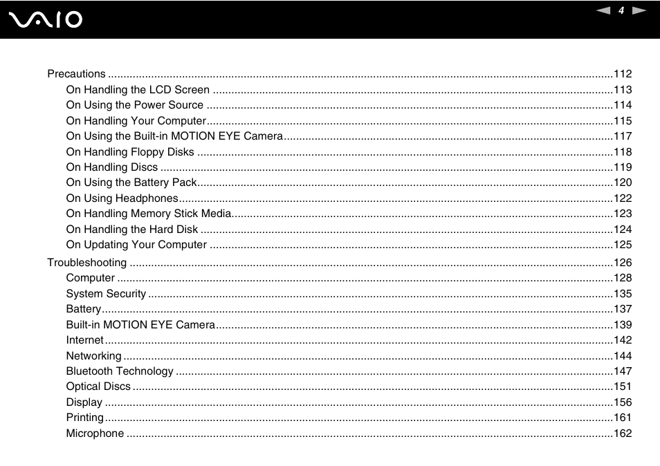 Sony VAIO VGN-FZ Series User Manual | Page 4 / 191