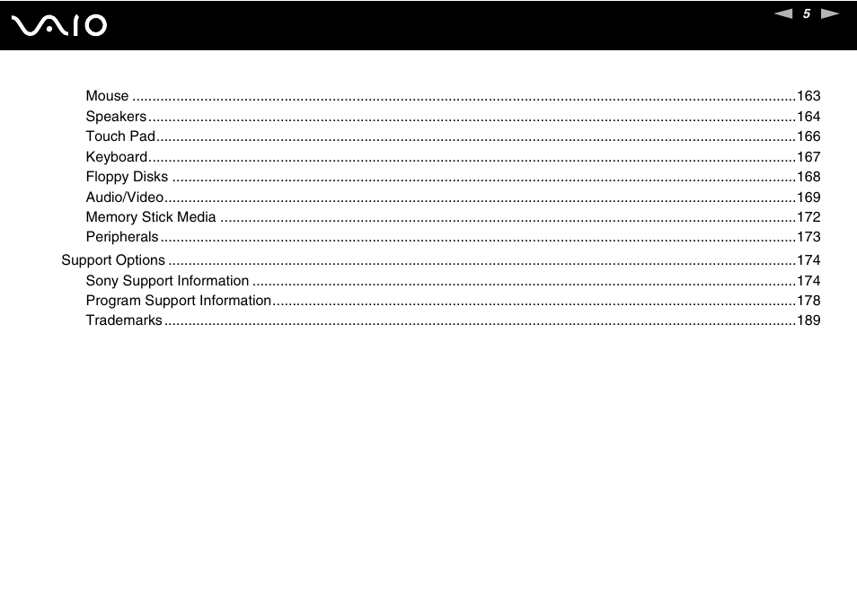 Sony VAIO VGN-FZ Series User Manual | Page 5 / 191