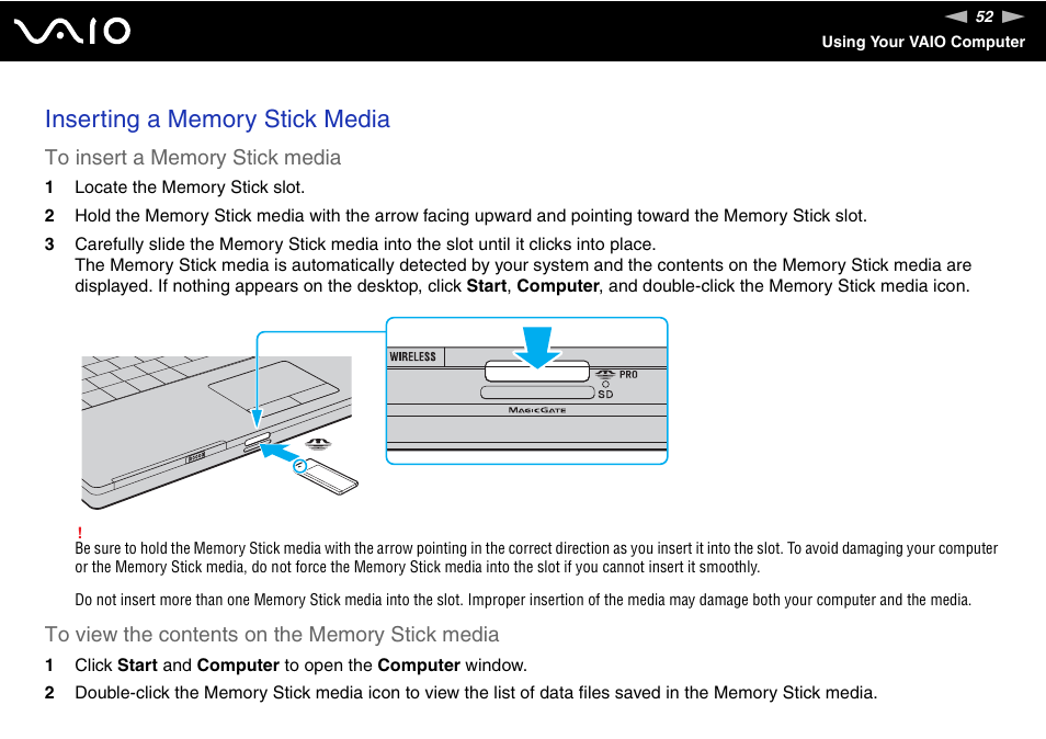 Sony VAIO VGN-FZ Series User Manual | Page 52 / 191