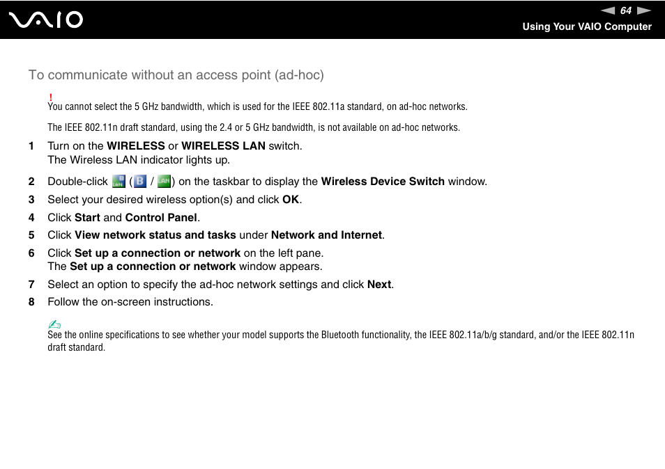 Sony VAIO VGN-FZ Series User Manual | Page 64 / 191