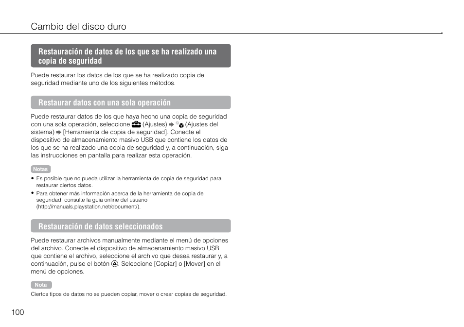 Seguridad, Cambio del disco duro | Sony 320 GB Playstation 3 CECH-2501B User Manual | Page 100 / 120