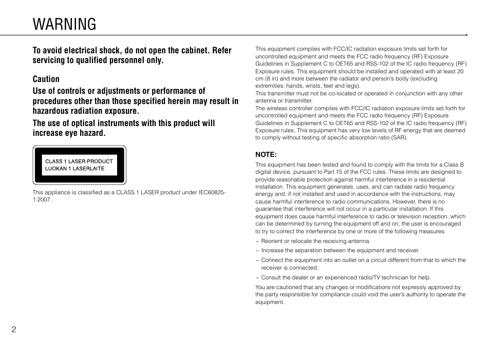 Warning | Sony 320 GB Playstation 3 CECH-2501B User Manual | Page 2 / 120