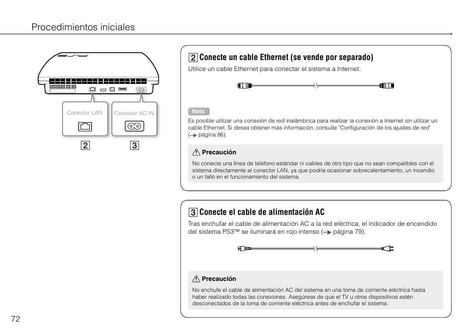 Procedimientos iniciales | Sony 320 GB Playstation 3 CECH-2501B User Manual | Page 72 / 120