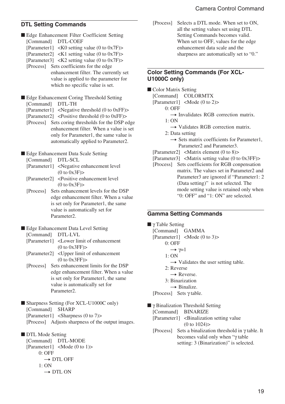 Sony XCL-U1000 User Manual | Page 19 / 27